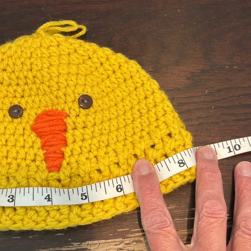 Handmade‎ Crochet Chick Beanie Hat Yellow Knit Animal Bird Kids Baby Toddler